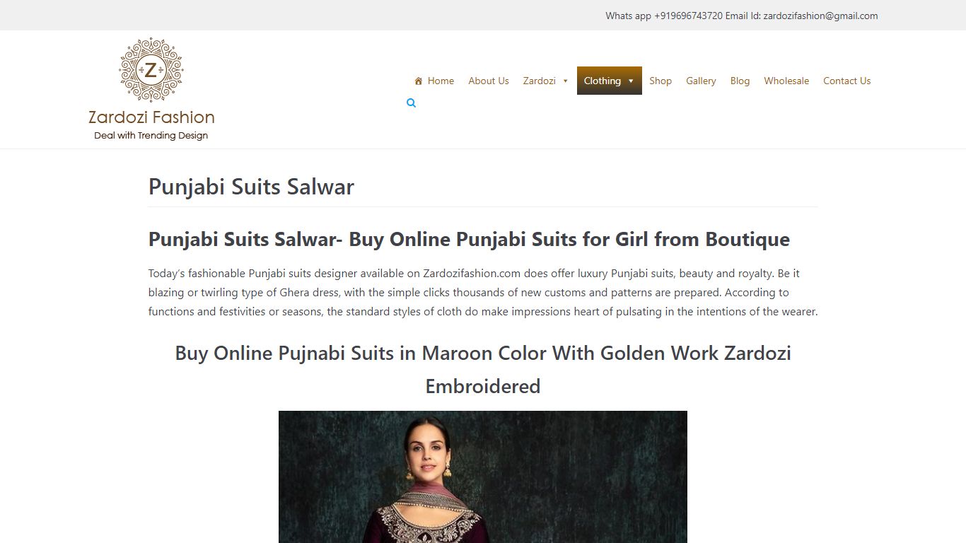 Punjabi Suits Online Boutique | Buy Punjabi Suits Salwar | Zardozi Fashion